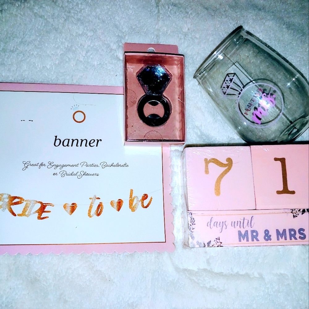 Bride To Be Gift Set Stemless Wine Glass, Countdown Calendar and More